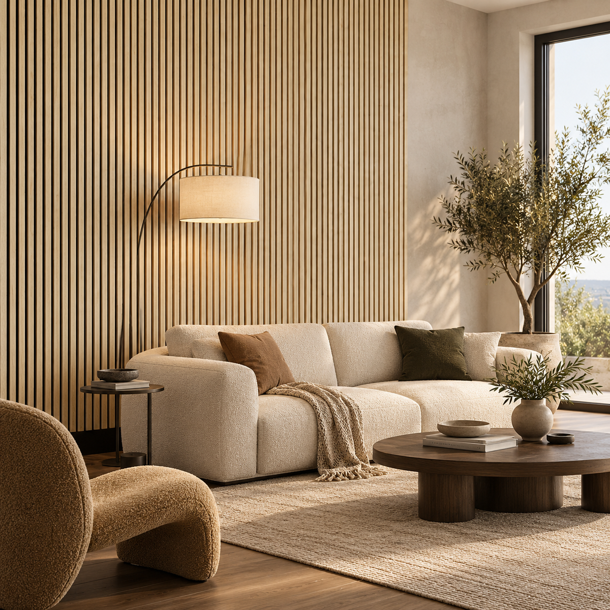 Acoustic Slatted Wall Panel 240 x 60cm - Essential - Oak