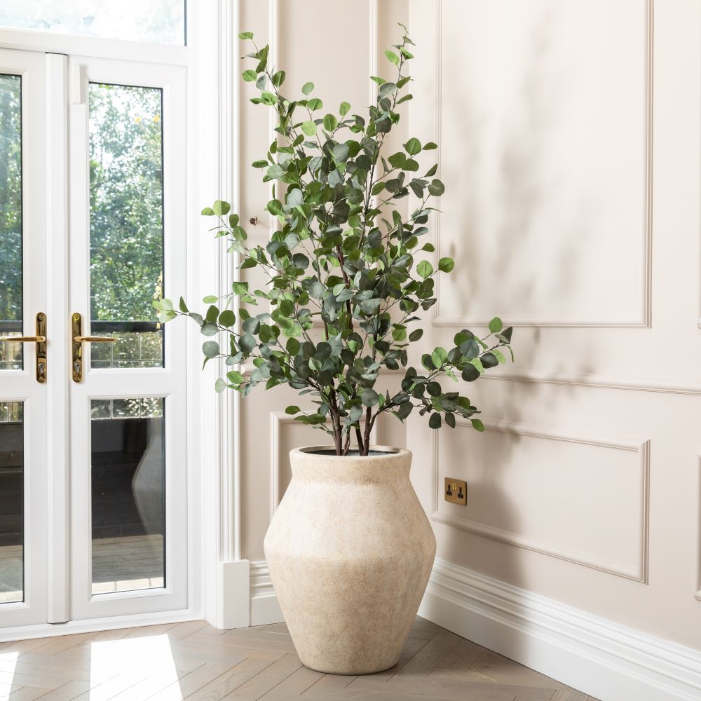 Artificial Eucalyptus Tree UV/IFV In Fleuri Beige Planter