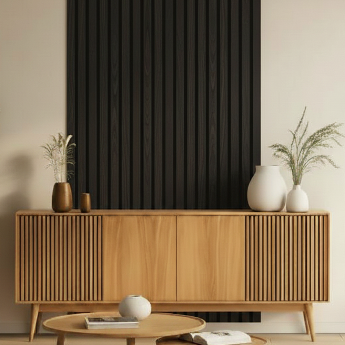 Acoustic Slat Wall Panels | Premium ExtraWide Slats | 240cm x 60cm | Dark Grey