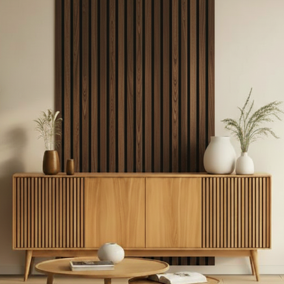 Acoustic Slat Wall Panels | Premium ExtraWide Slats | 240cm x 60cm | Smoke