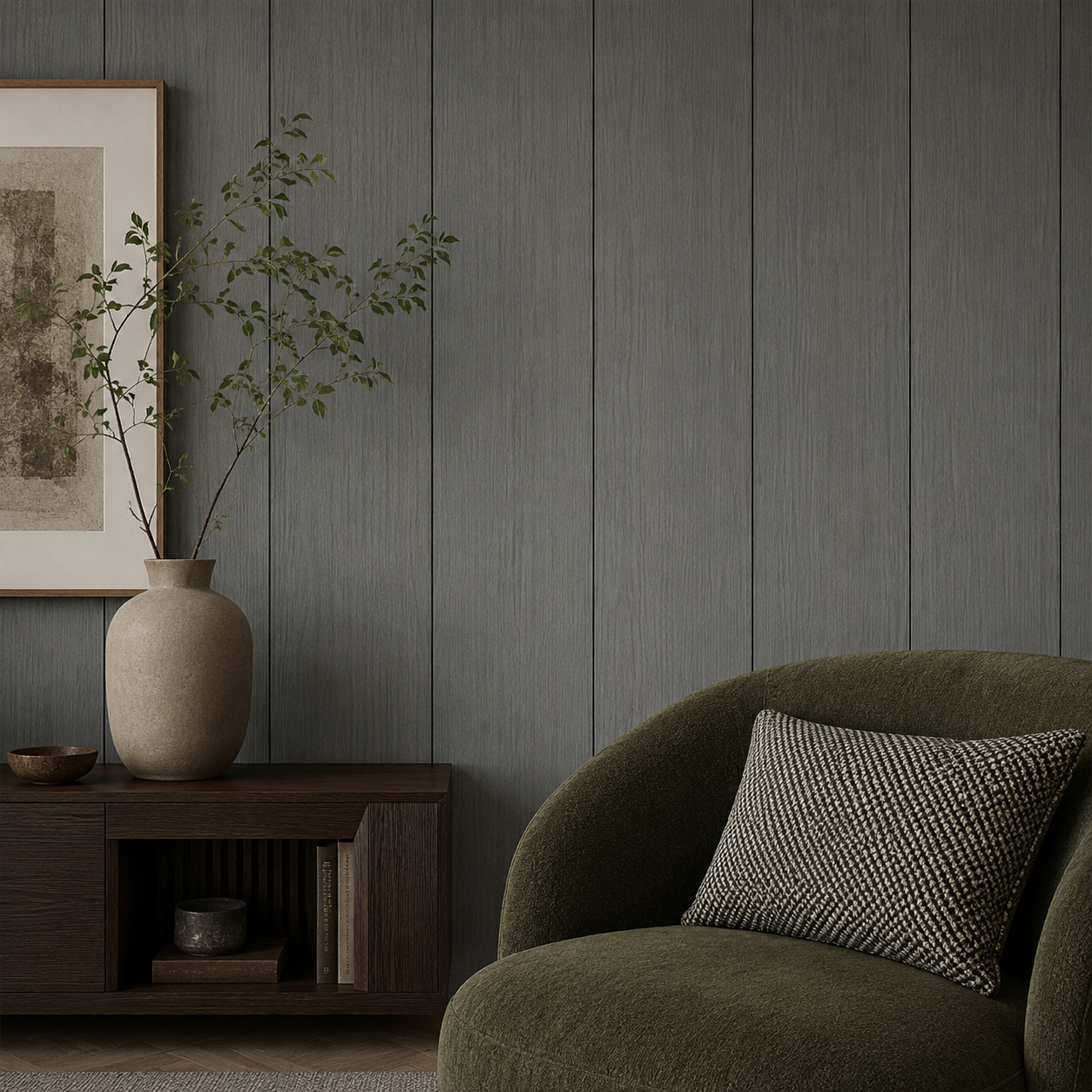 WPC Flat Wall Panels | Indoor | 236cm x 40.5cm | 5 Pack | Ash Grey