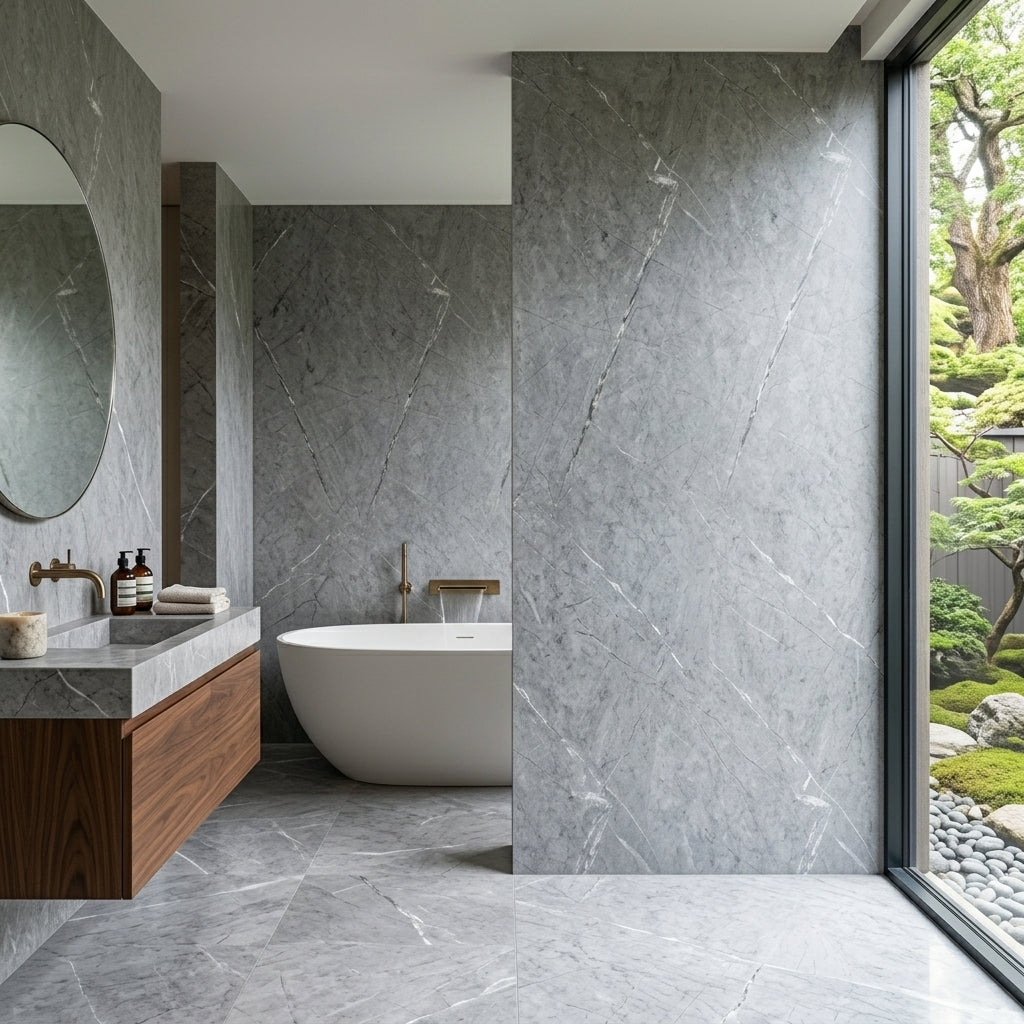 Bathroom Shower Wall Panels | 240cm X 60cm | Grey Marble | 100% Waterproof