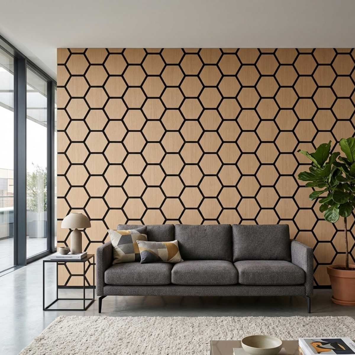 Hexagonal Acoustic Wall Panels | 700mm x 570mm | Light Oak x 1 panel