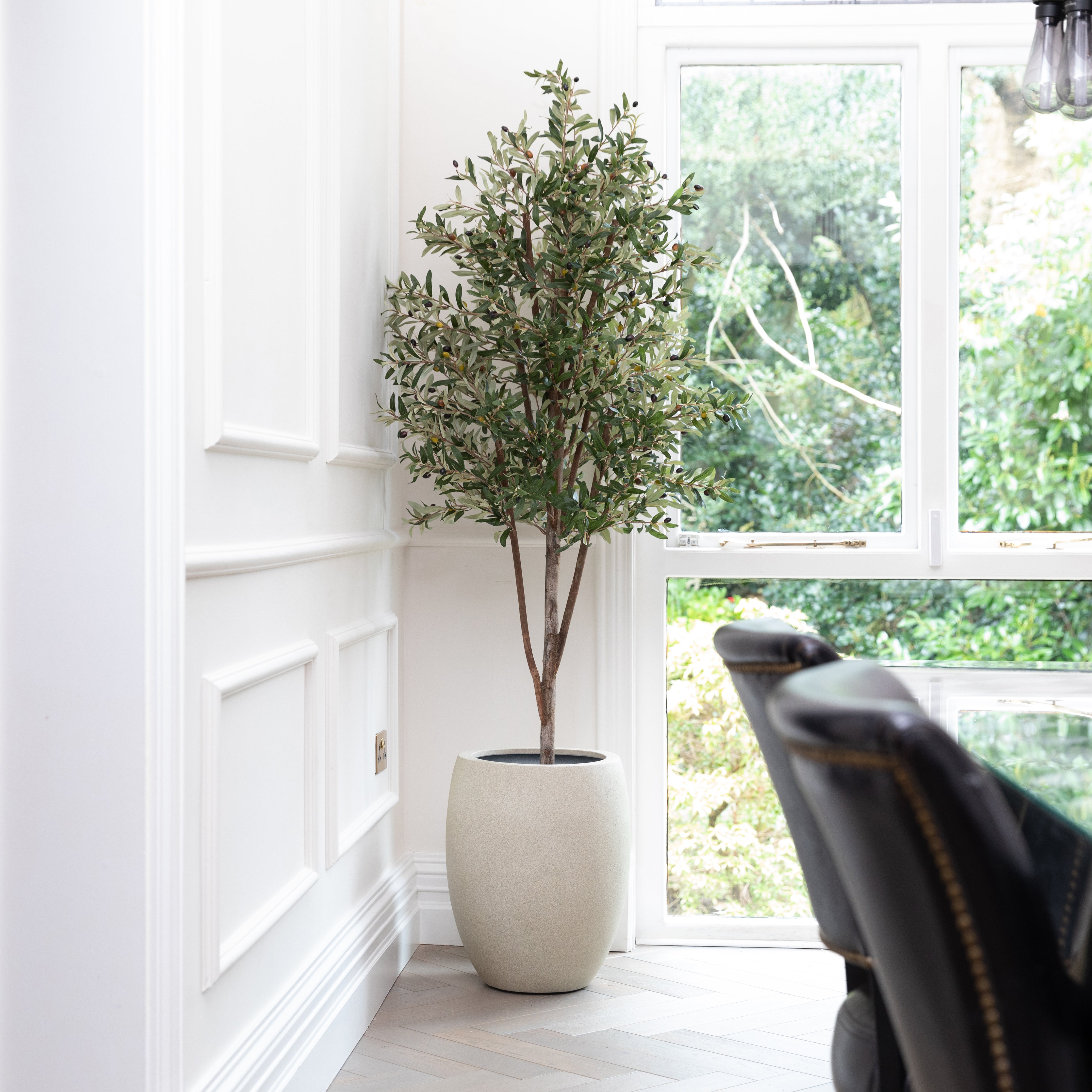 Artificial Olive Tree UV/IFV in Antique White Planter
