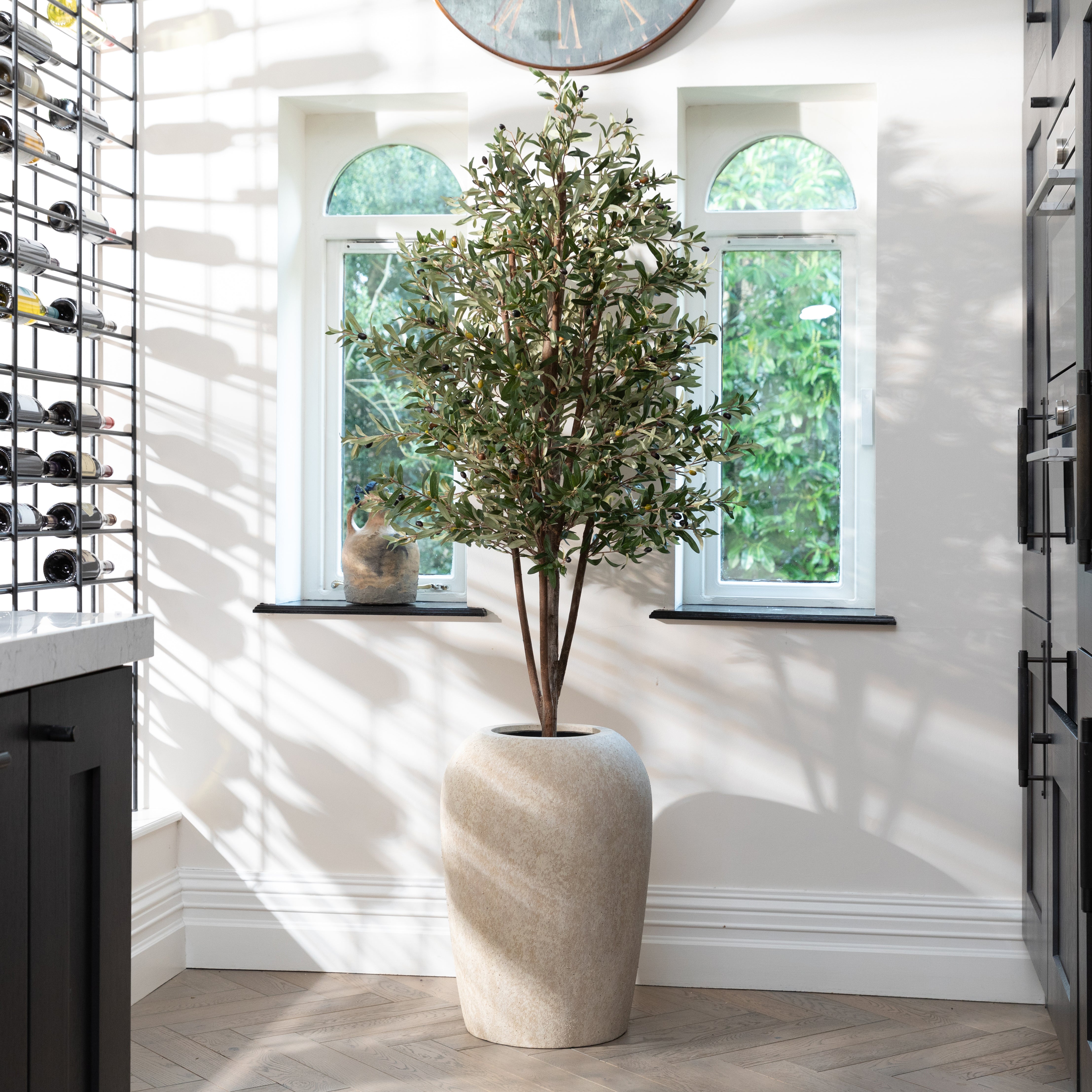 Artificial Olive Tree UV/IFV in Lena Beige Planter