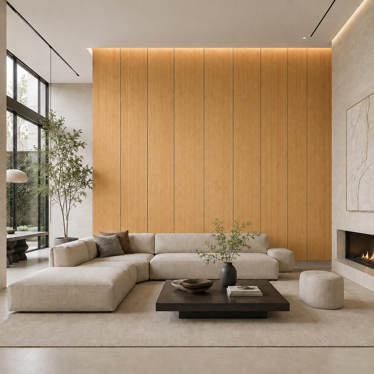 WPC Flat Wall Panels | Indoor | 236cm x 40.5cm | 5 Pack | Light Oak