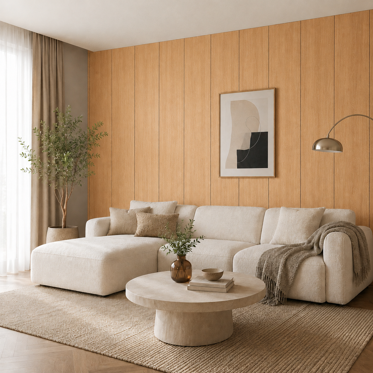WPC Flat Wall Panels | Indoor | 236cm x 40.5cm | 5 Pack | Light Oak