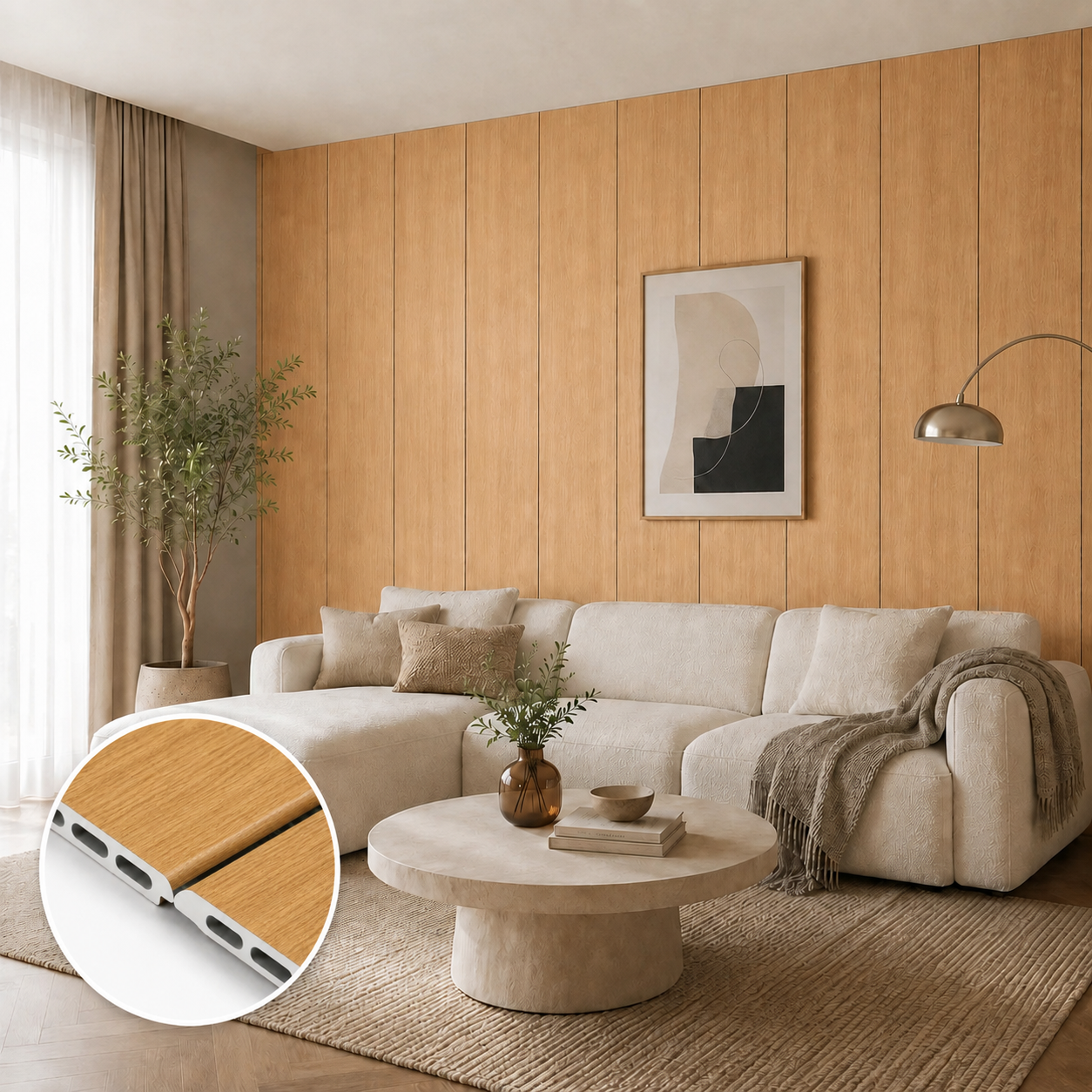 WPC Flat Wall Panels | Indoor | 236cm x 40.5cm | 5 Pack | Light Oak