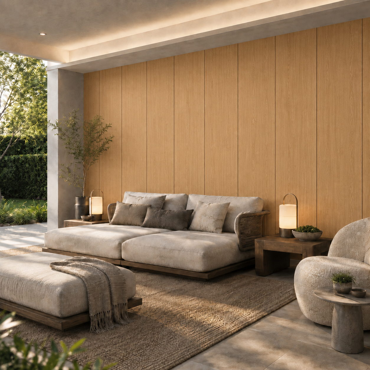 WPC Flat Wall Panels | Outdoor | 236cm x 40.5cm | 5 Pack | Light Oak