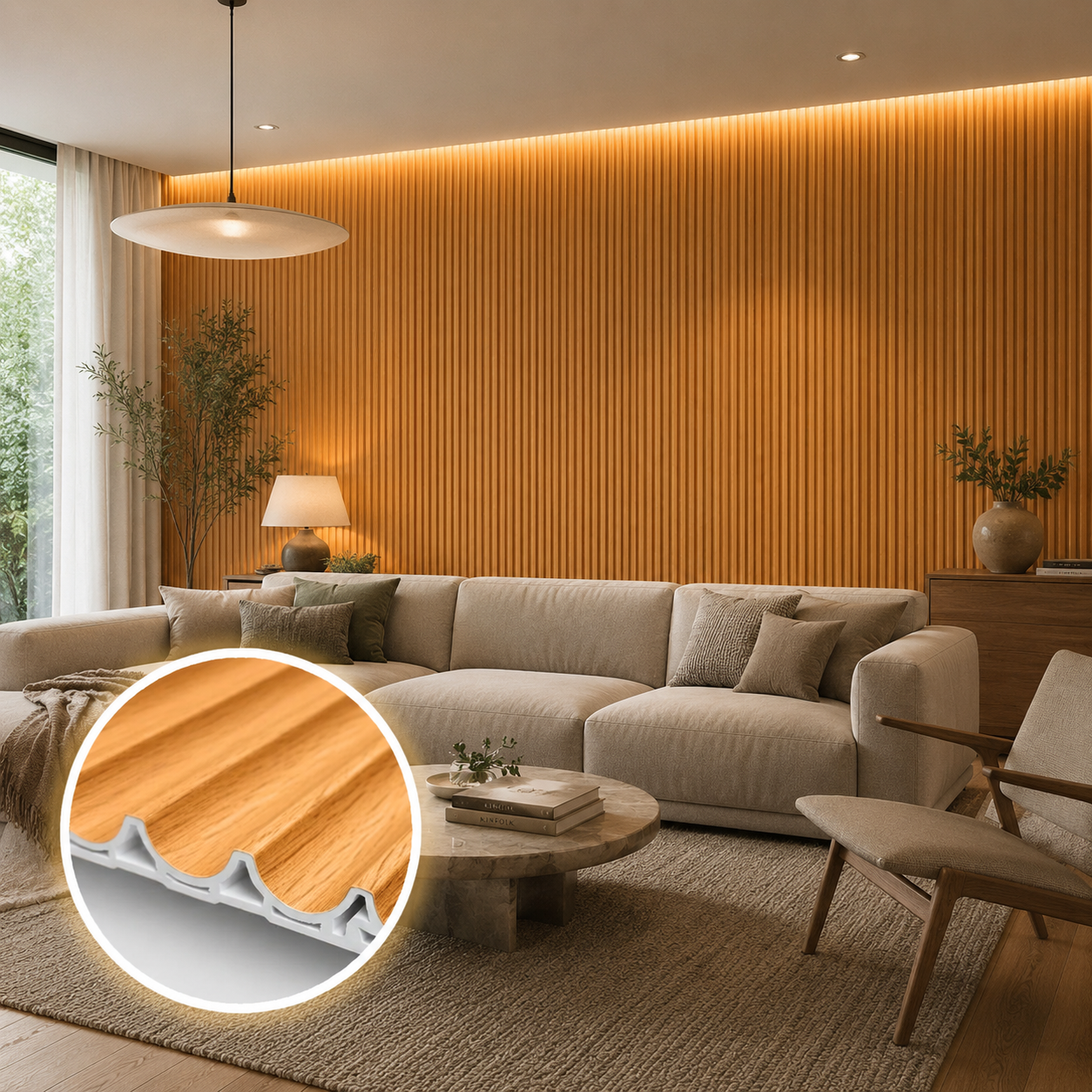 WPC 3D Wave Wall Panels | Indoor | 235cm x 15.9cm | 10 Pack | Light Oak