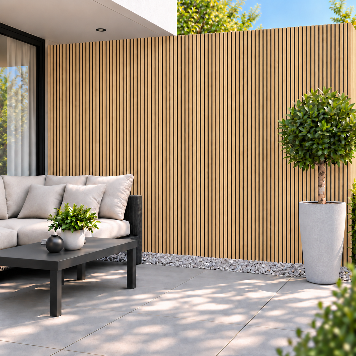 Outdoor Slat Wall Panels | Light Oak | 230cm x 212cm| Premium Composite Technology