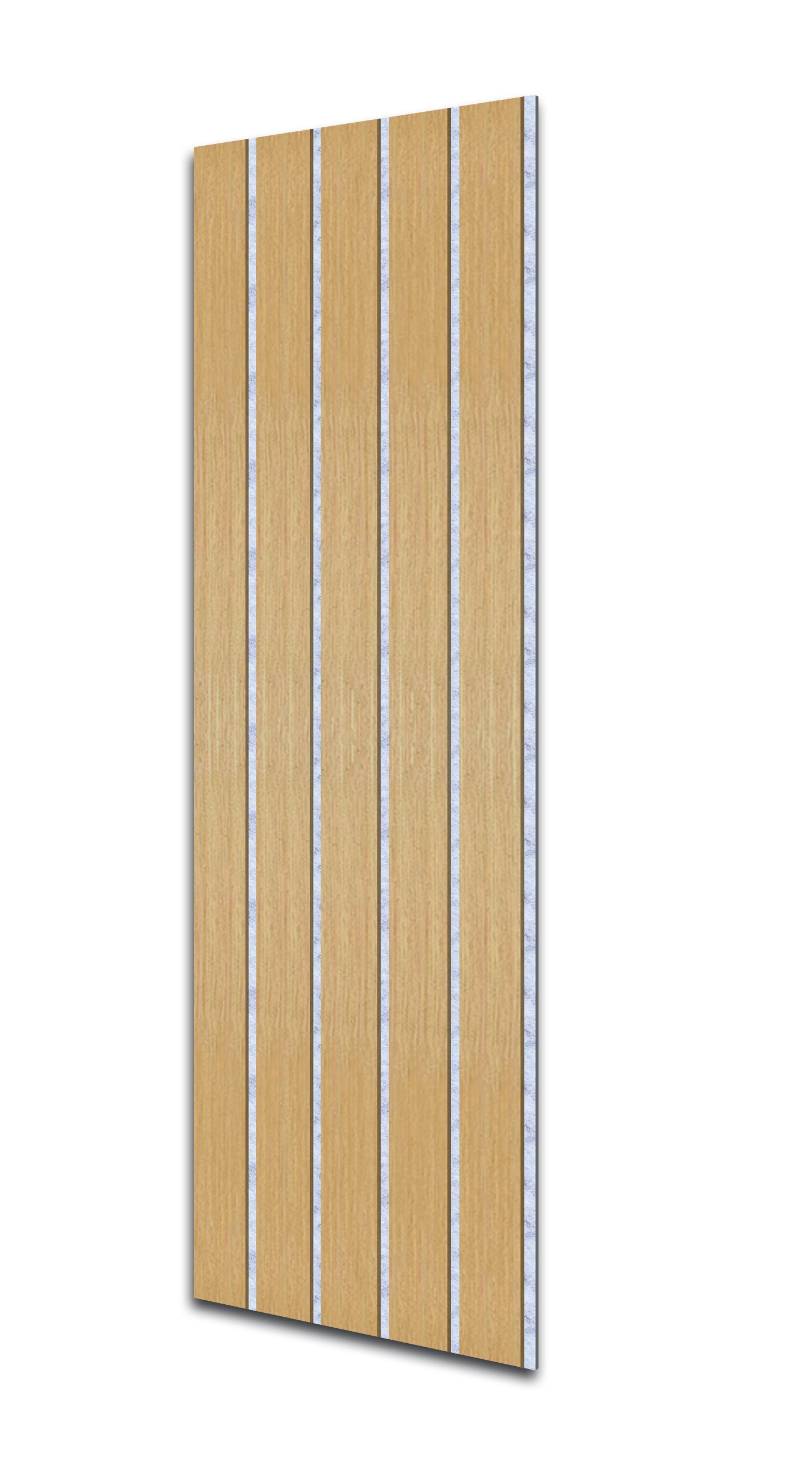 Acoustic Slat Wall Panels | Premium UltraWide Slats | 240cm x 60cm | Light Oak With Silver