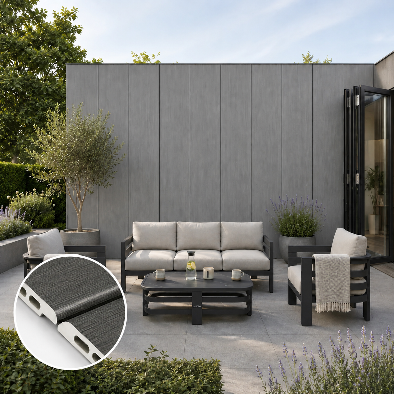 WPC Flat Wall Panels | Outdoor | 236cm x 40.5cm | 5 Pack | Ash Grey