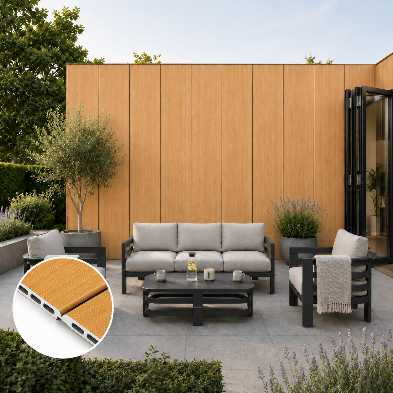 WPC Flat Wall Panels | Outdoor | 236cm x 40.5cm | 5 Pack | Light Oak