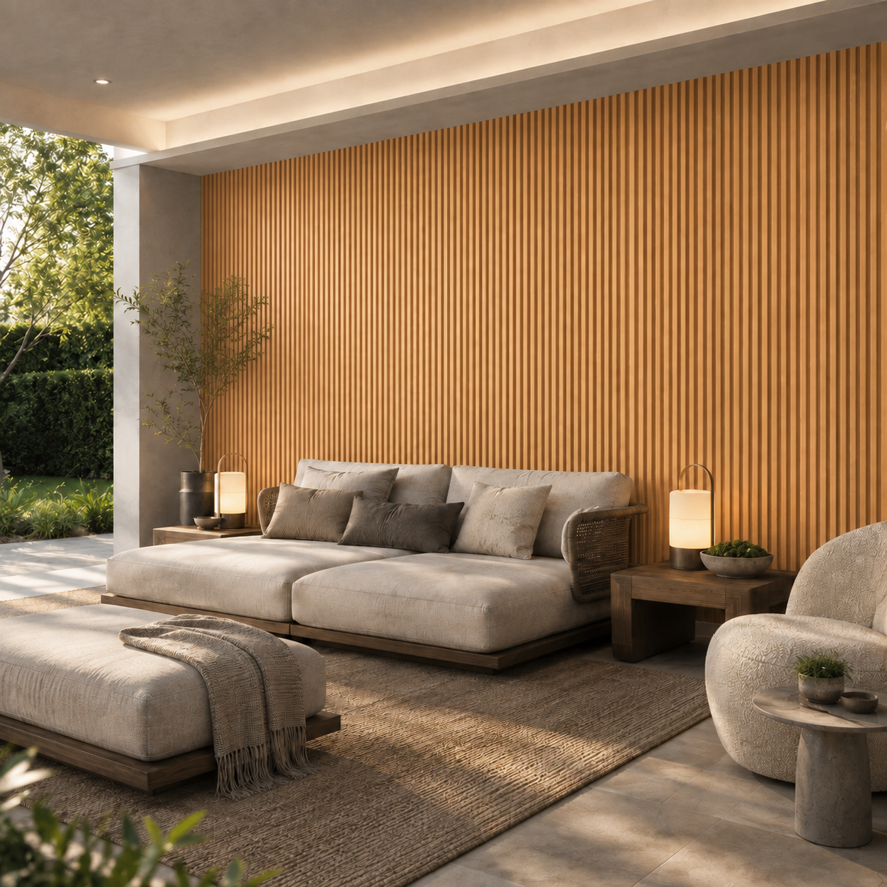WPC 3D Wave Wall Panels | Outdoor | 235cm x 15.9cm | 10 Pack | Light Oak