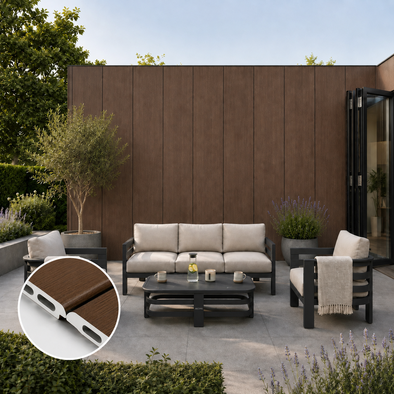 WPC Flat Wall Panels | Outdoor | 236cm x 40.5cm | 5 Pack | Walnut