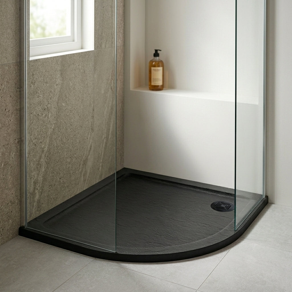 Aquadart Slate Shower Tray 800x800 Quad - Black