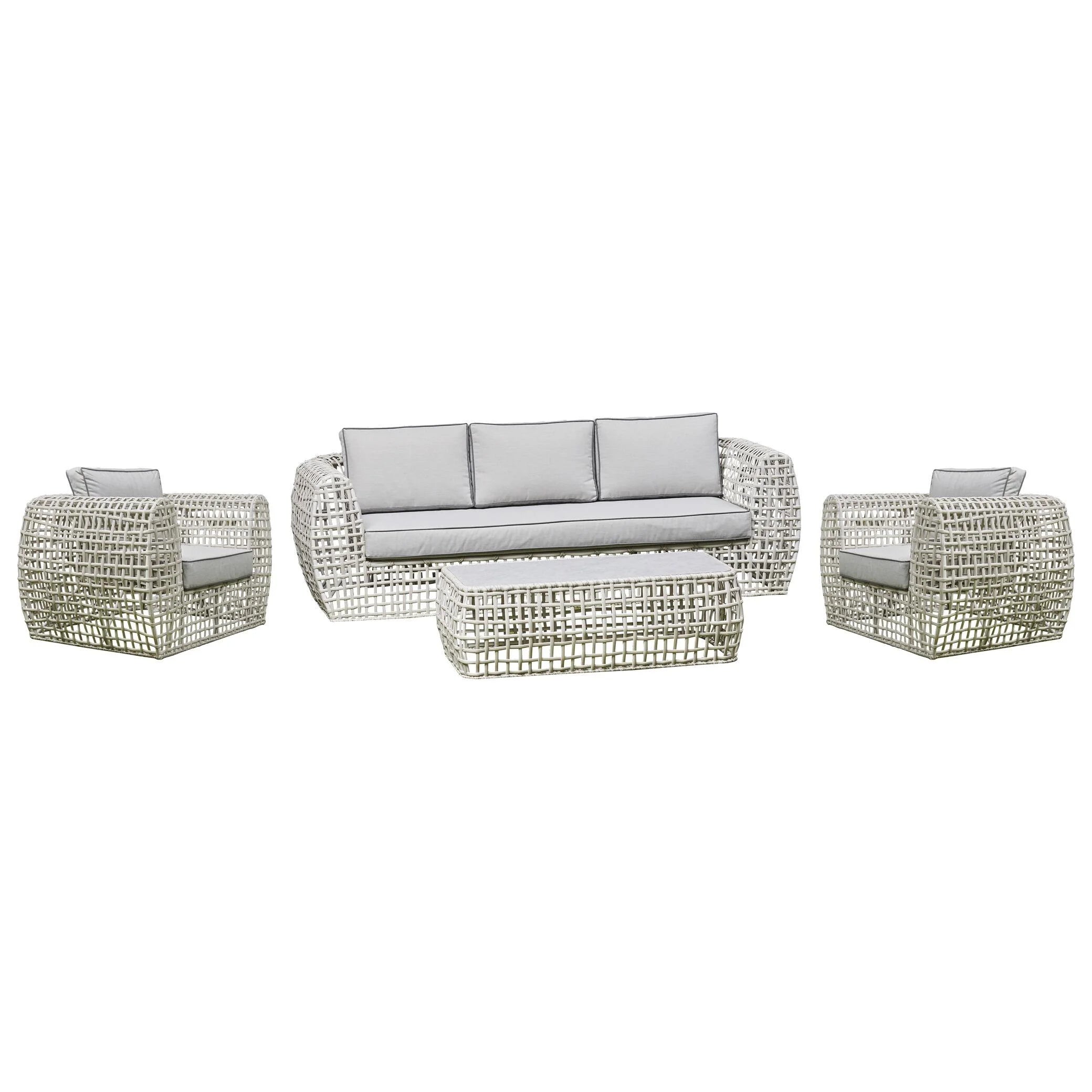 The Oxford Premium 5-Seater Rattan Sofa Set with Glass-Top Coffee Table - Beige