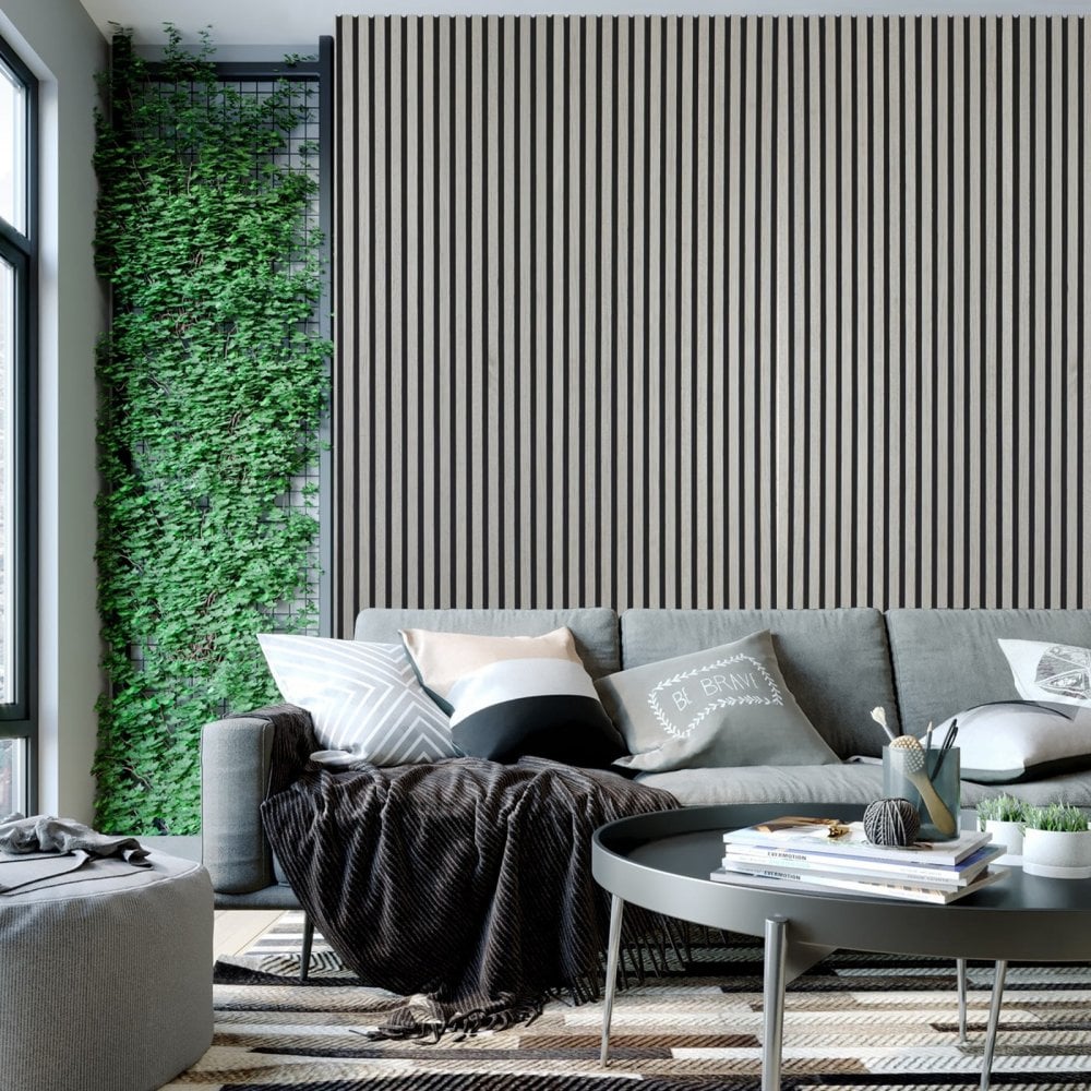 Pack Of x2 Large Acoustic Wall Panel Grey Oak 2.95m