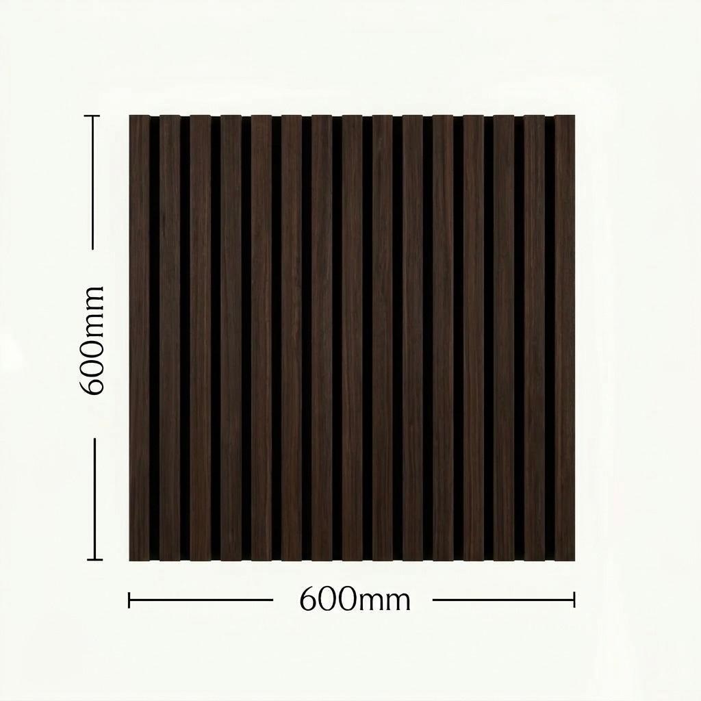 Acoustic Slatted Wall Panel 600mm x 600mm - Smoked Oak