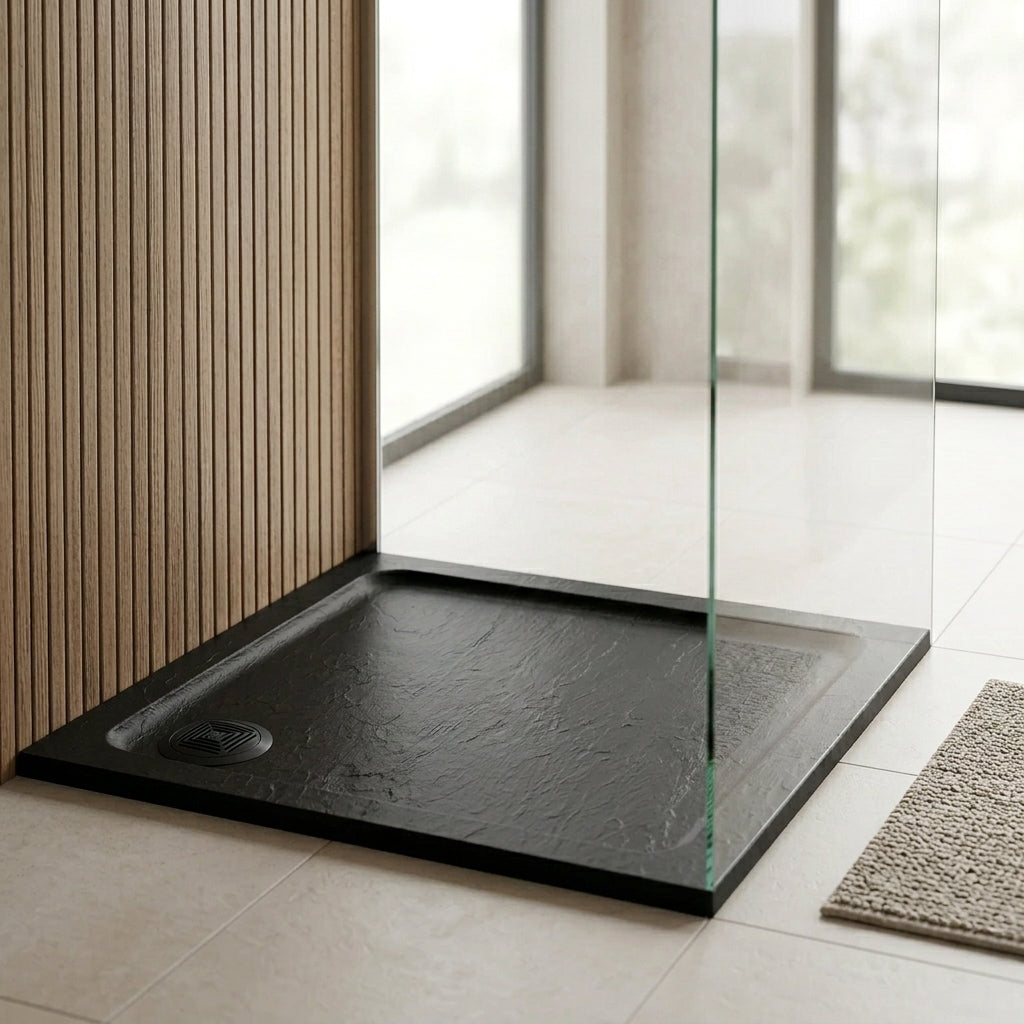 Aquadart Slate Shower Tray 900x900 - Black
