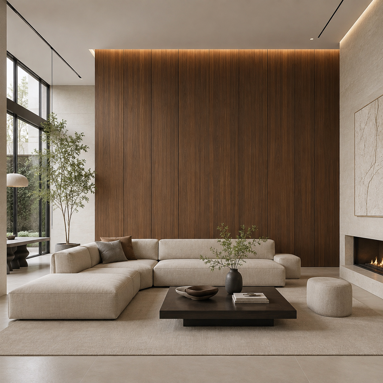 WPC Flat Wall Panels | Indoor | 236cm x 40.5cm | 5 Pack | Walnut