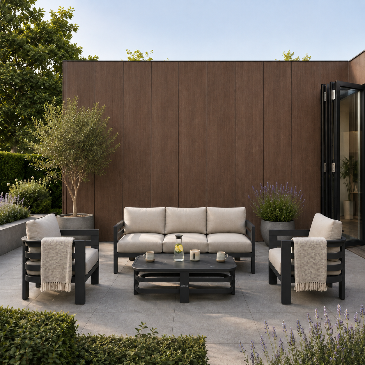 WPC Flat Wall Panels | Outdoor | 236cm x 40.5cm | 5 Pack | Walnut