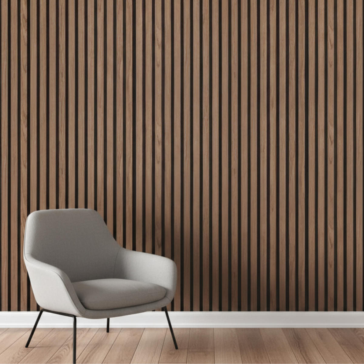 Acoustic Slatted Wall Panel 240 x 60cm - Walnut x 1 panel