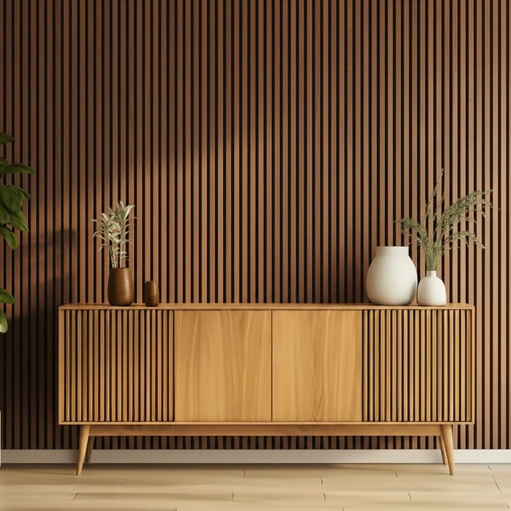 Acoustic Slat Wall Panels | Premium MDF | 244cm x 60cm | Walnut