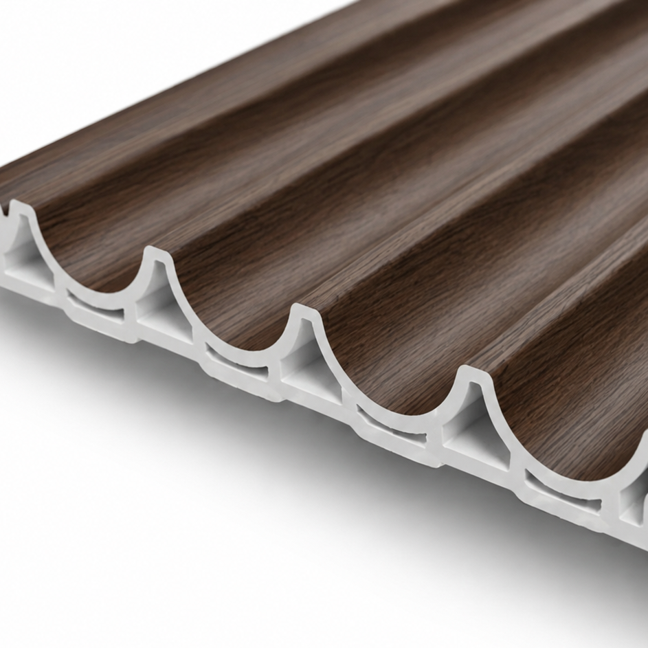 WPC 3D Wave Wall Panels | Indoor | 235cm x 15.9cm | 10 Pack | Walnut