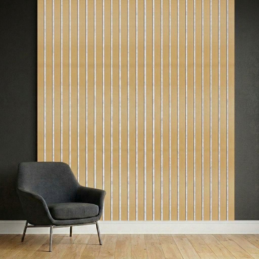 Acoustic Slat Wall Panels | Premium UltraWide Slats | 240cm x 60cm | Walnut With Silver